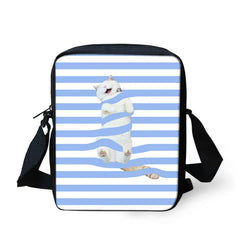 Stripes Cat Printing Messenger Bags For Women Girls Shoulder Bag Travel Hangbags
