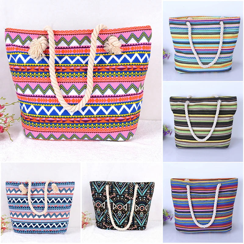Bohemian Large Capacity Shoulder Bag Beach Holiday Cotton Handbag