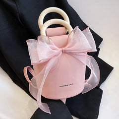 Bow Women's Bag All-match Shoulder Messenger Bucket Bag