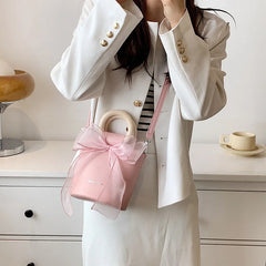 Bow Women's Bag All-match Shoulder Messenger Bucket Bag