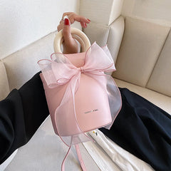 Bow Women's Bag All-match Shoulder Messenger Bucket Bag