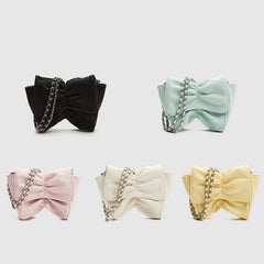 Bowknot Women Small Shoulder Bag Portable Female Crossbody Bags Solid Ladies Clu
