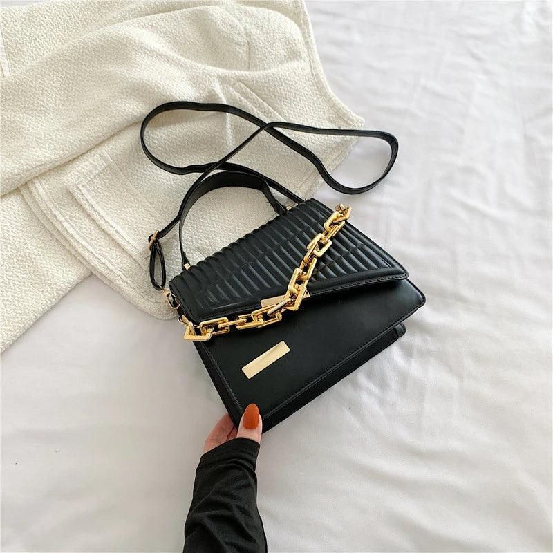 Thick Chain Shoulder Bag Handbag For Women Classic Lady Bag 2 In 1 Messenger Bag