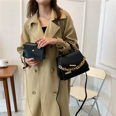 Thick Chain Shoulder Bag Handbag For Women Classic Lady Bag 2 In 1 Messenger Bag
