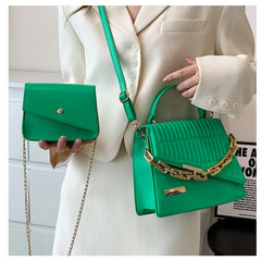 Thick Chain Shoulder Bag Handbag For Women Classic Lady Bag 2 In 1 Messenger Bag
