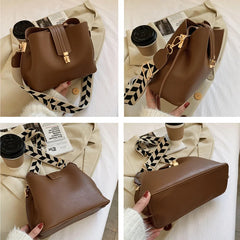 Large Bucket Women Crossbody Bags Wide Strap Clutches Ladies Shoulder Messenger