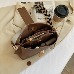 Large Bucket Women Crossbody Bags Wide Strap Clutches Ladies Shoulder Messenger