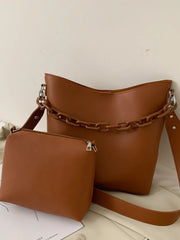 Women Shoulder Bag Chain Bucket Handbags High Pu Leather Totes Composite Bag