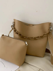 Women Shoulder Bag Chain Bucket Handbags High Pu Leather Totes Composite Bag