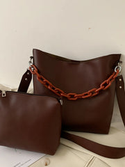 Women Shoulder Bag Chain Bucket Handbags High Pu Leather Totes Composite Bag