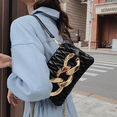 Women Shoulder Bag Pleated Casual Hand Bags Female Leather Quilted Chain Handbag
