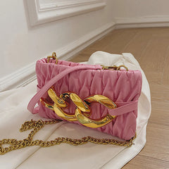 Women Shoulder Bag Pleated Casual Hand Bags Female Leather Quilted Chain Handbag