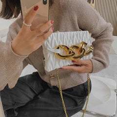 Women Shoulder Bag Pleated Casual Hand Bags Female Leather Quilted Chain Handbag