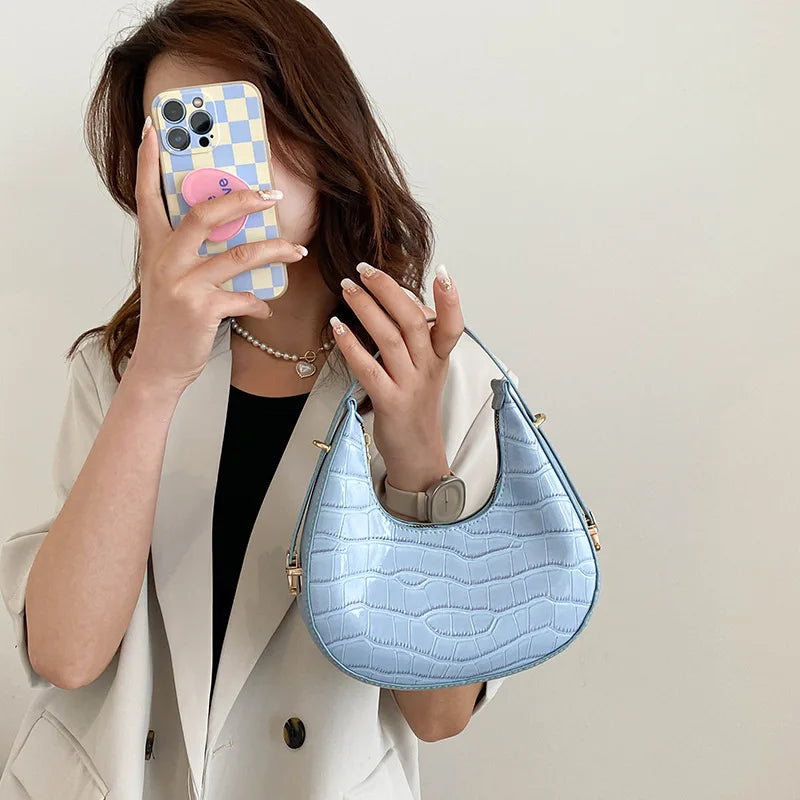 Women Shoulder Bag Ladies Handbags Solid Pu Leather Underarm Bags