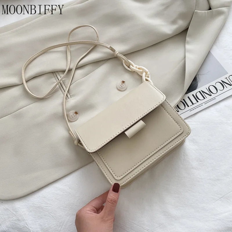 Women Small Crossbody Bag Lightweight PU Leather Messenger Bag Flap Handbag