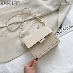Women Small Crossbody Bag Lightweight PU Leather Messenger Bag Flap Handbag