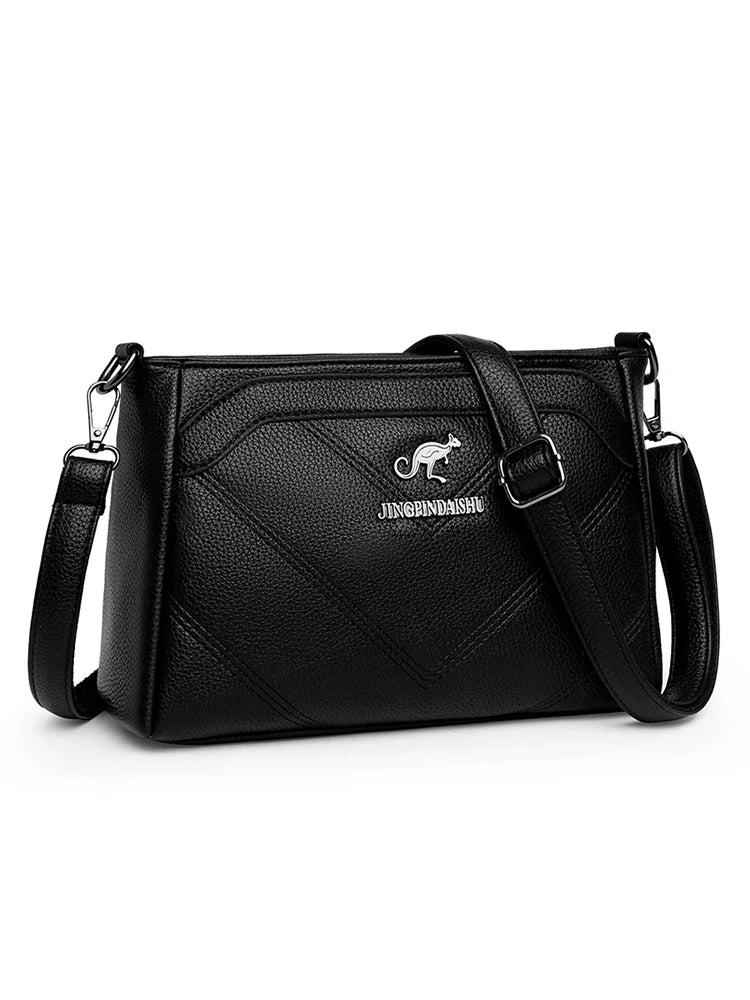 Women's PU Leather Messenger Bag Vintage Handbag Solid Shoulder Crossbody Pack