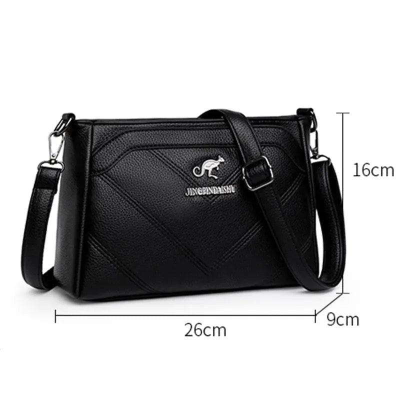 Women's PU Leather Messenger Bag Vintage Handbag Solid Shoulder Crossbody Pack