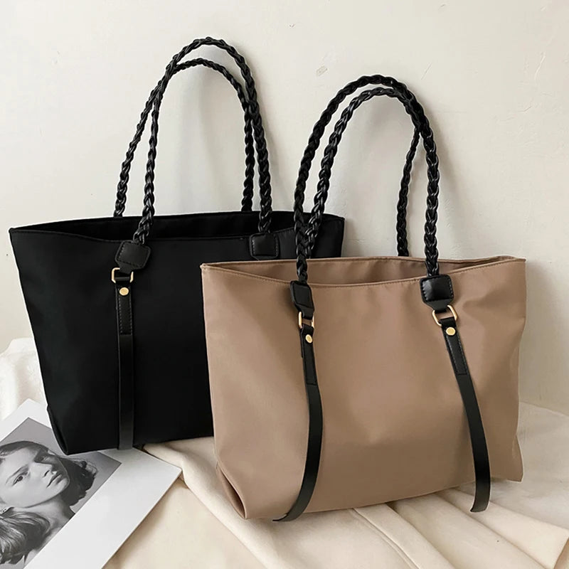Large Capacity Tote Bags Nylon Canvas Ladies Shoulder Bags