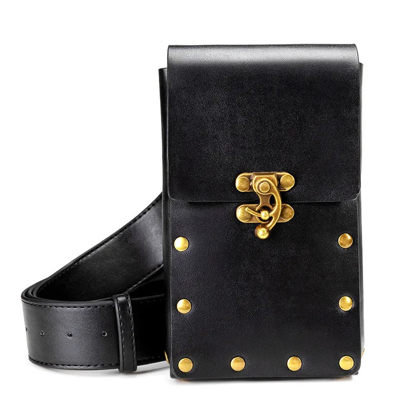 Women's Lightweight Leather Crossbody Bag - Flap Handbag Purse