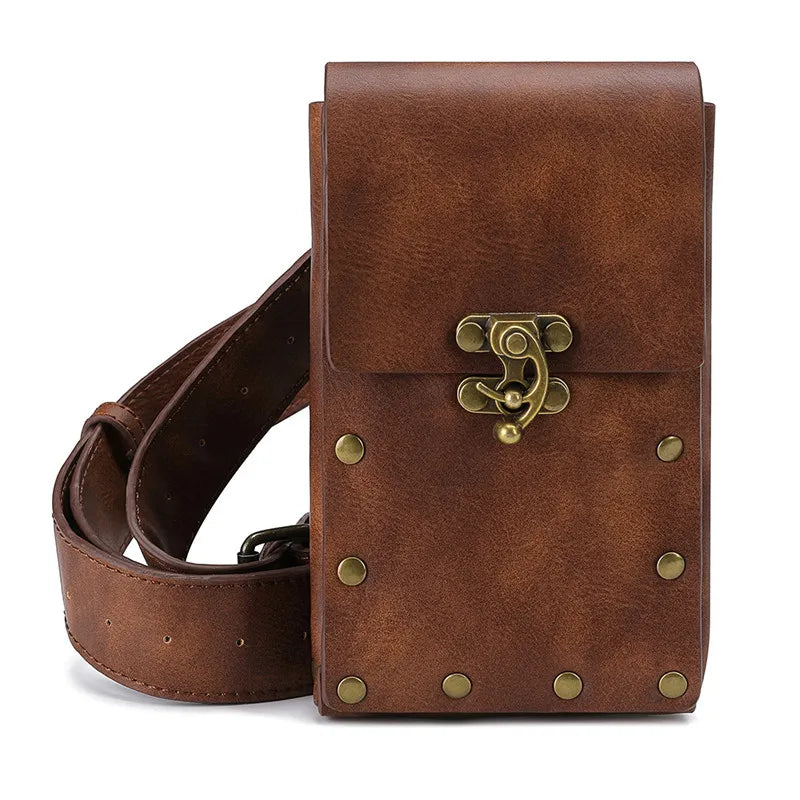 Women's Lightweight Leather Crossbody Bag - Flap Handbag Purse