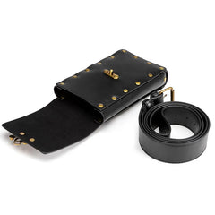 Women's Lightweight Leather Crossbody Bag - Flap Handbag Purse