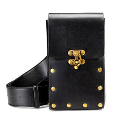 Women's Lightweight Leather Crossbody Bag - Flap Handbag Purse