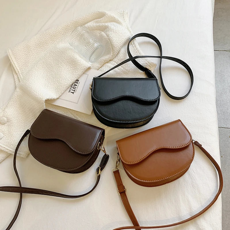 Small Crossbody Bag Lightweight PU Leather Messenger Bag