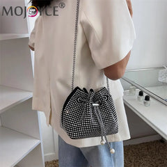 Rhinestone Bucket Chain Shoulder Bag Crossbody Handbag