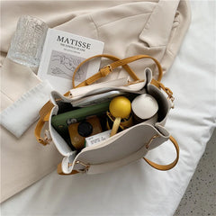 Portable Shoulder Bag Women Bucket Messenger Bag with Pendant Large Capacity