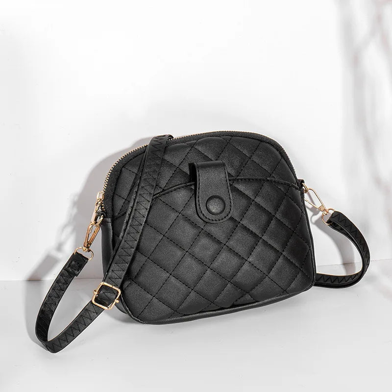 Plaid PU Leather Crossbody Shoulder Bag for Women