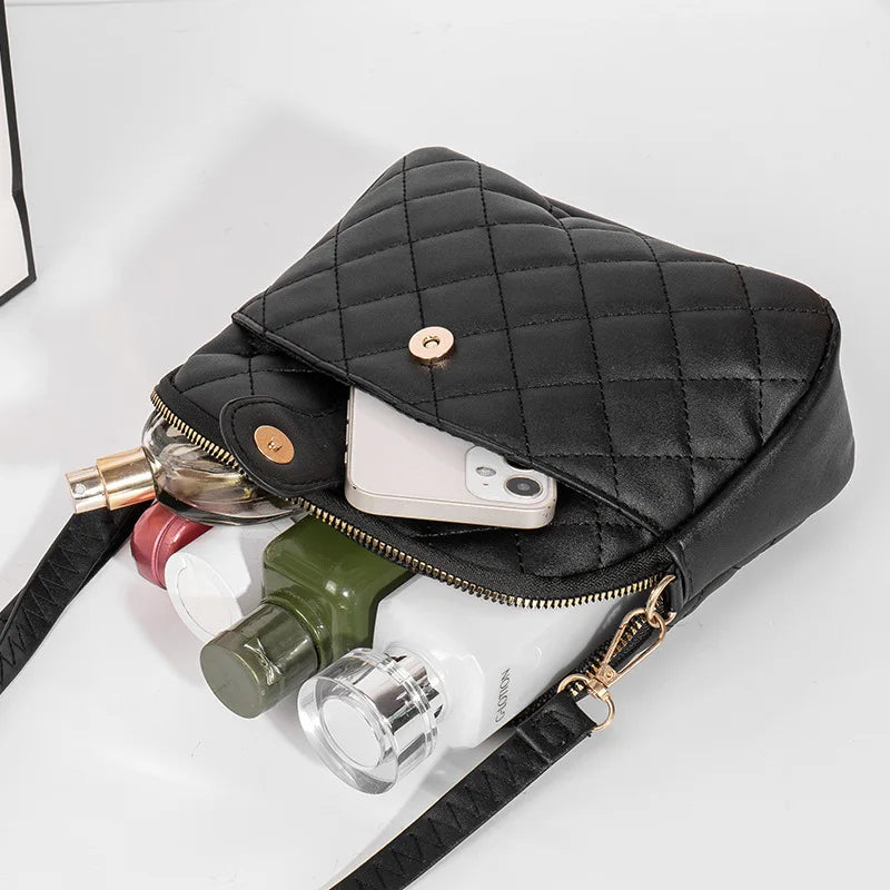 Plaid PU Leather Crossbody Shoulder Bag for Women