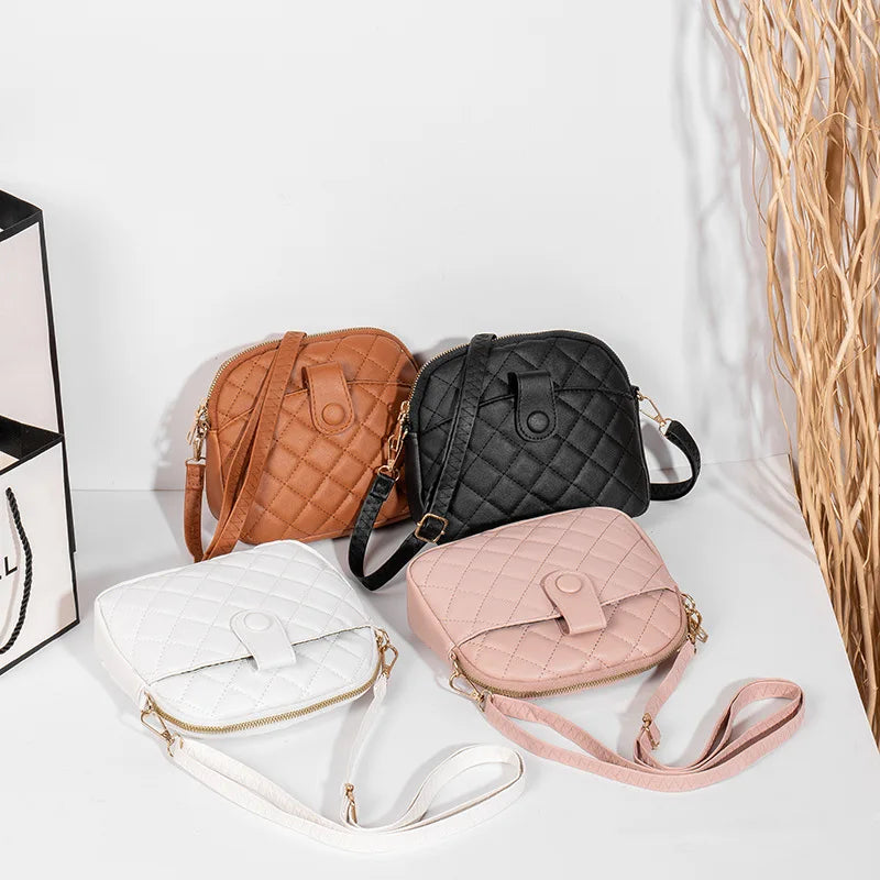Plaid PU Leather Crossbody Shoulder Bag for Women
