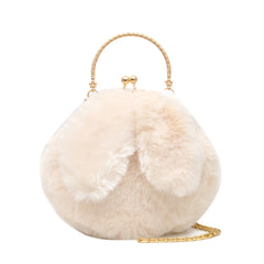 Bunny Ear Plush Shoulder Bag Casual Solid Crossbody Bags Female Autumn Winter