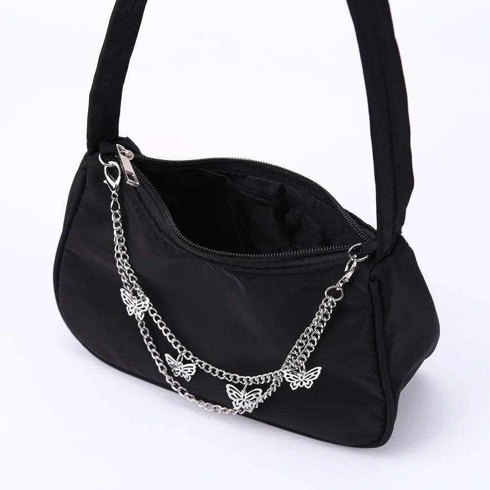 Vintage PU Leather Butterfly Underarm Bag Small Purse Casual Shoulder