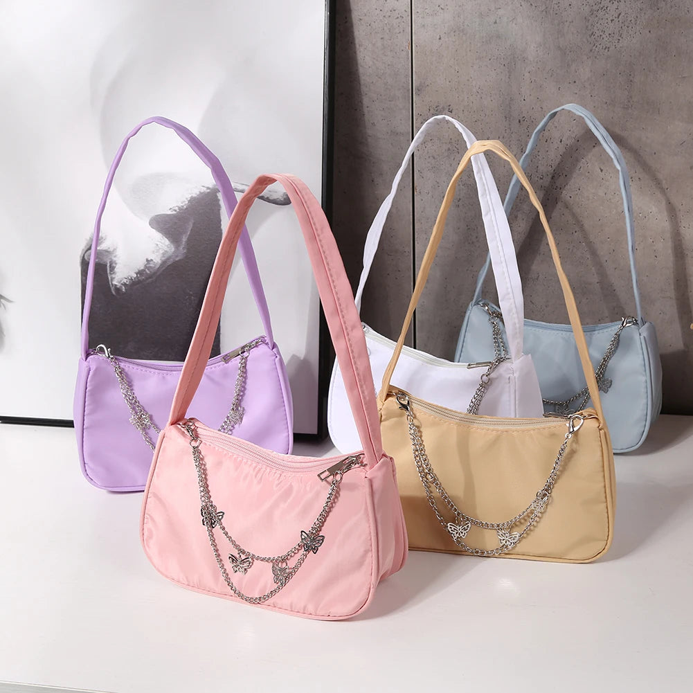 Vintage PU Leather Butterfly Underarm Bag Small Purse Casual Shoulder