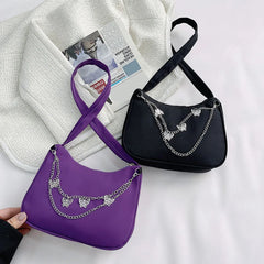 Women's Small Tote Bag with Butterfly Chain Detail