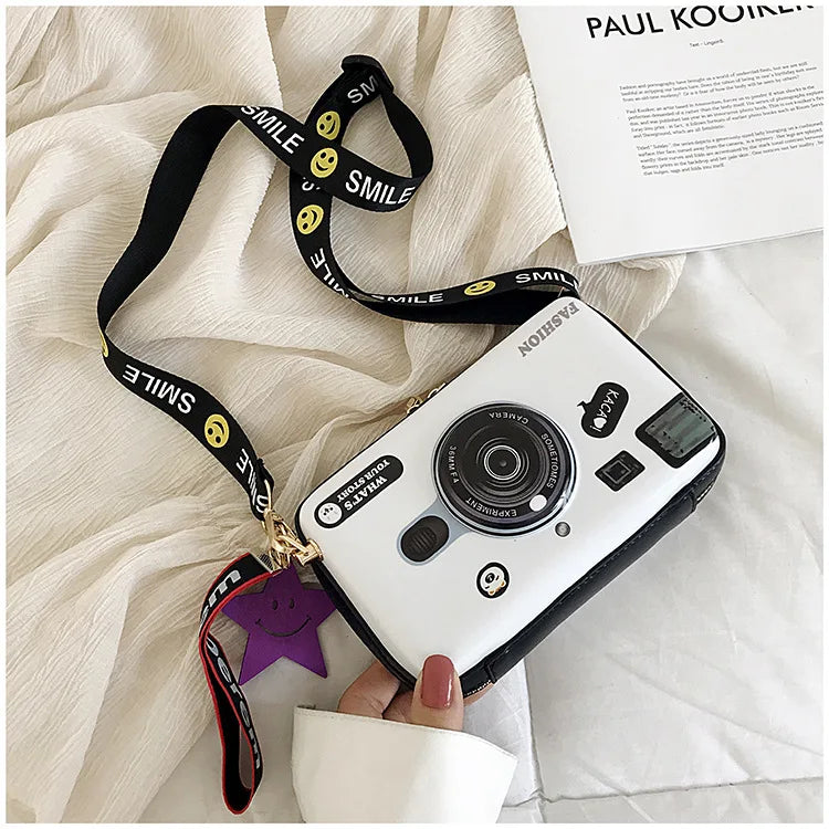Camera Shape Print Shoulder Bag for Girls Ladies Clutch HandBags