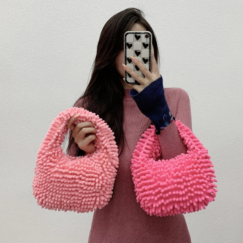 Candy Women Handbags Small Tote Bags Plush Lady Hand Bags Lovely