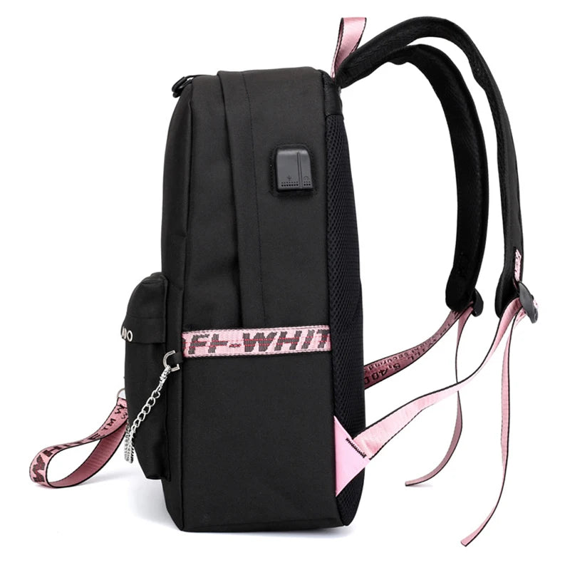 Letters Print School Bag Girl Student Backpack