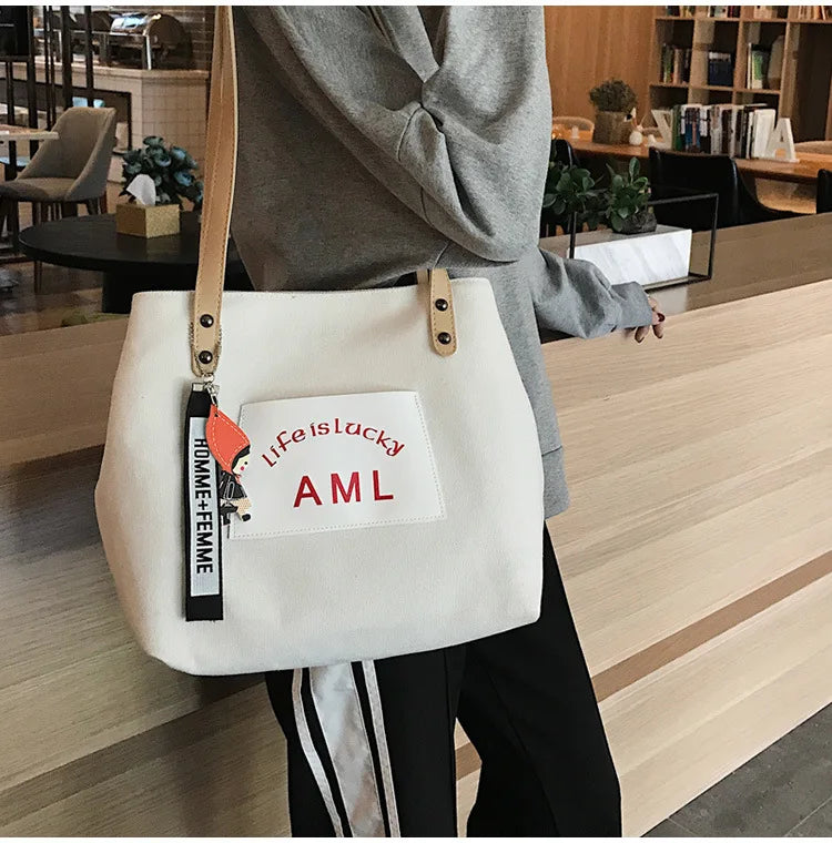 Canvas Bag Large Capacity Shopping Bags for Women Handbag Shoulder Bag