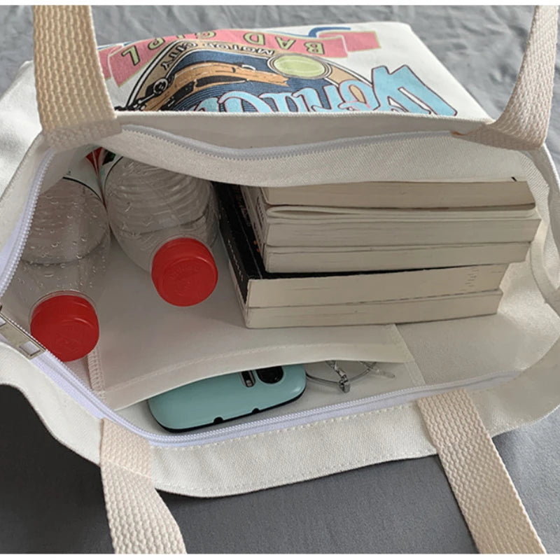 Canvas Shoulder Bag Women Ulzzang Harajuku Shopper Tote High Capacity