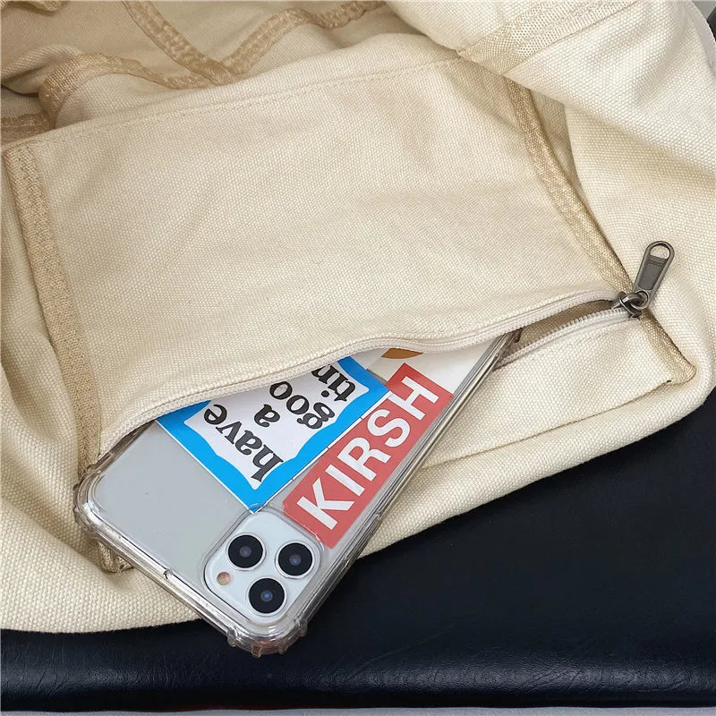Canvas Shoulder Bag Large Capacity Totes Shopper Casual Cross Body Bag