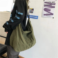 Canvas Shoulder Bag Large Capacity Totes Shopper Casual Cross Body Bag