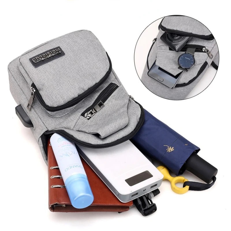 Canvas Chest Pack for Men Women Crossbody Shoulder Bags Messenger Bag