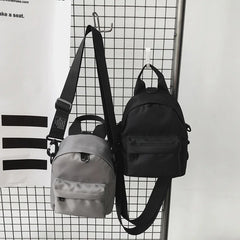Canvas Fabric Unisex Chest Bag Grey Shoulder Bags Chain Decoration Unique Purse