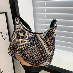 Geometric Pattern Hobo Bag Large Capacity Totes Shopping Bag