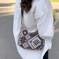 Geometric Pattern Hobo Bag Large Capacity Totes Shopping Bag