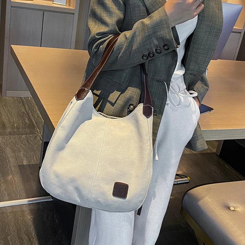 Canvas Shoulder Bag Women Multifunction Handbags Purse Large Capacity
