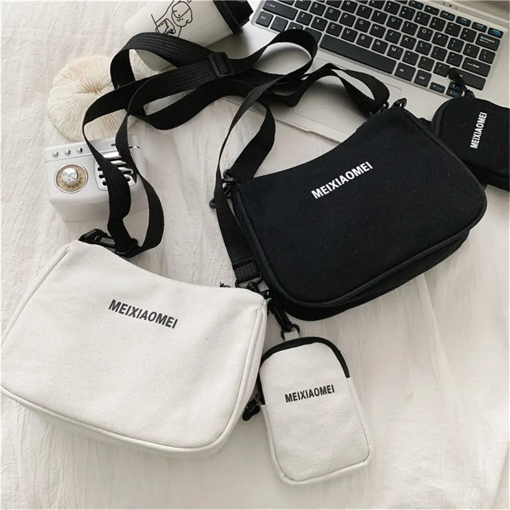 Canvas Women Bag Female Solid Crossbody Messenger Bag Letter Shoulder Handbags
